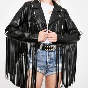 Leather Jacket with Fringe